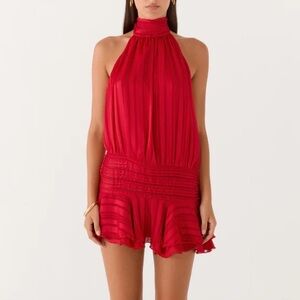 NWT Peppermayo Willow Chiffon Mini Dress in Red